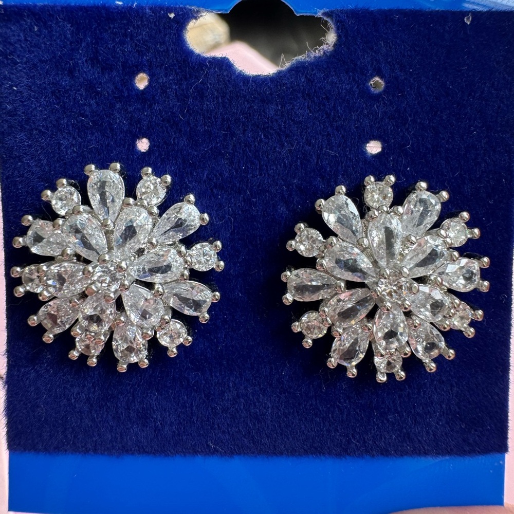Elegant Silver Floral Stud Earrings